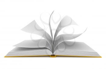Open book over white background. Computer generated image