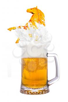 Cold beer glass isolated on white background