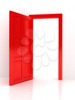 Red door over white background. computer generated image