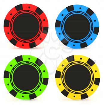 Simple Colored Casino chips isolated on white