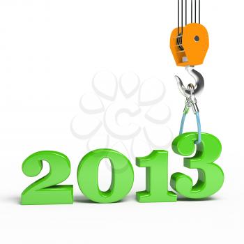 Building a hook puts the figure three. 3d illustration of New Year 2013