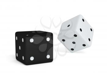 two dices on white background. 3d rendered