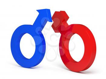 3d femal and male sign on white background