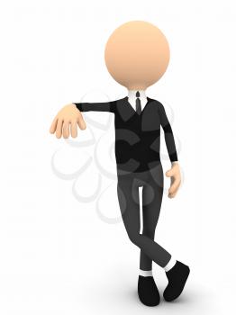 3d person leaning over white background. Design template