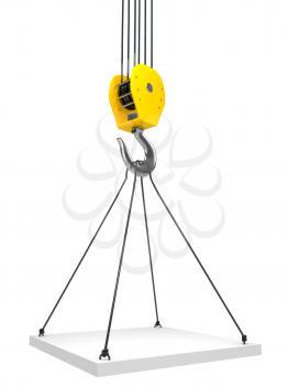 Industrial hook hanging on a chain. 3d render