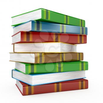 Pile of books on white background. computer generated