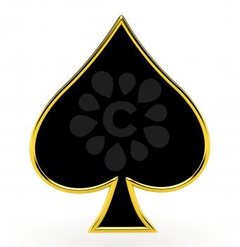 Spades card suits with golden framing isolated over white