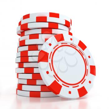 Simple Colored Casino chips on white background
