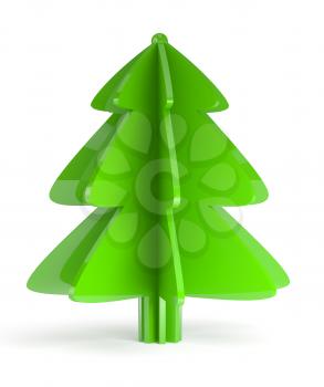 Illustration of christmas tree on white background. 3d render
