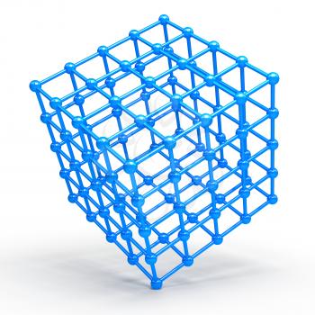 3D Cube and corner spheres. computer generated