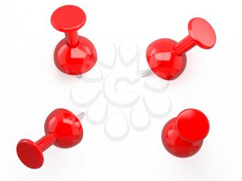 Red pushpin. 3d image. Isolated white background.