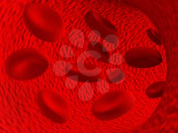 3d illustration of blood particles in focus