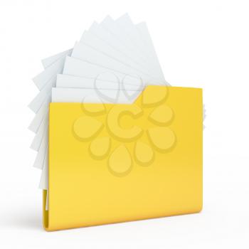Yellow folder.  Isolated on white background