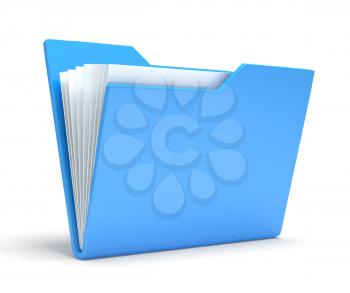 Blue folder.  Isolated on white background