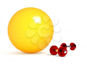 Orange fitness ball isolated on white. 3d render