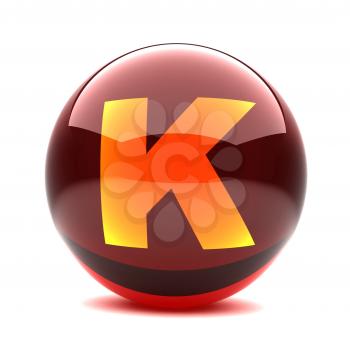 Royalty Free Clipart Image of a Sphere Letter 'K'