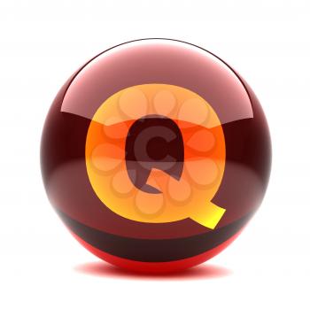 Royalty Free Clipart Image of a Sphere Letter 'Q'