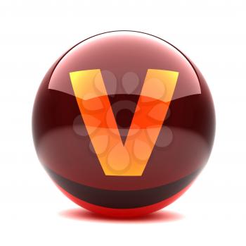 Royalty Free Clipart Image of a Sphere Letter 'V'