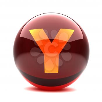 Royalty Free Clipart Image of a Sphere Letter 'Y'