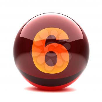 Royalty Free Clipart Image of a Sphere Number Six