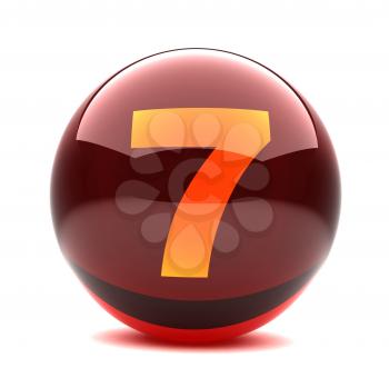Royalty Free Clipart Image of a Sphere Number Seven