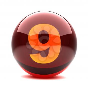 Royalty Free Clipart Image of a Sphere Number Nine