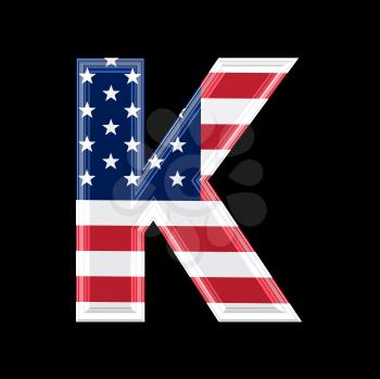 Royalty Free Clipart Image of an American Flag 'K'