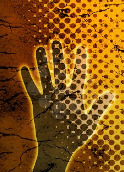 Royalty Free Clipart Image of a Halftone Hand Background