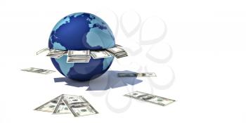 Royalty Free Clipart Image of Earth and Money