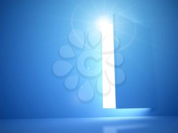 Royalty Free Clipart Image of a Blue Room and Door