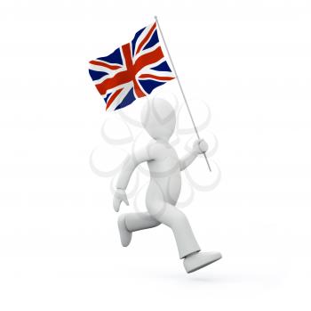 Royalty Free Clipart Image of a Man with United Kingdom Flag