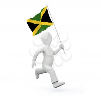 Royalty Free Clipart Image of a Man Holding a Jamaican Flag