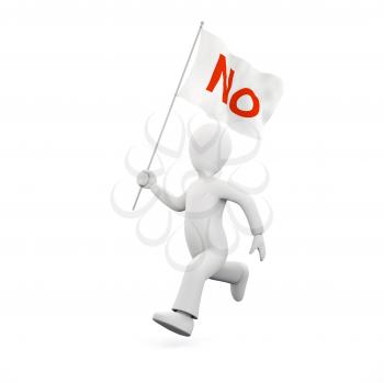 Royalty Free Clipart Image of a Man Protesting with a 'N' Flag