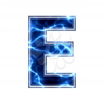 electric 3d letter isolated on a white background - e