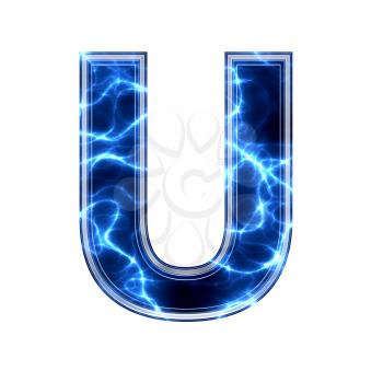 electric 3d letter isolated on a white background - u
