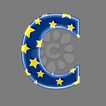 3d letter with star pattern - C