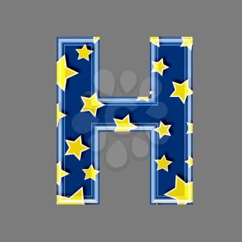 3d letter with star pattern - H