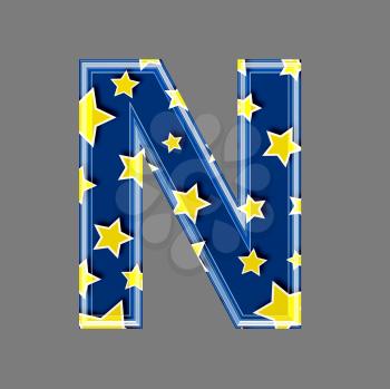 3d letter with star pattern - N