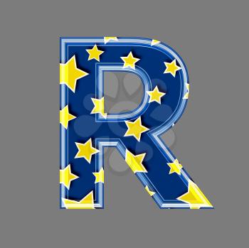 3d letter with star pattern - R