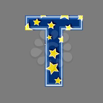 3d letter with star pattern - T