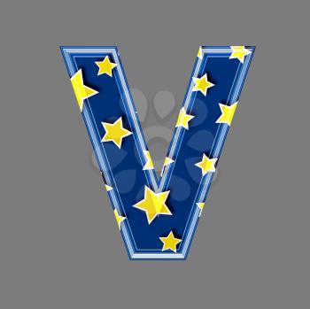 3d letter with star pattern - V