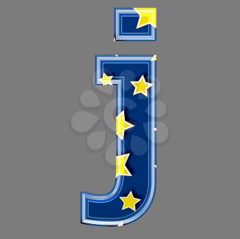 3d letter with star pattern - J