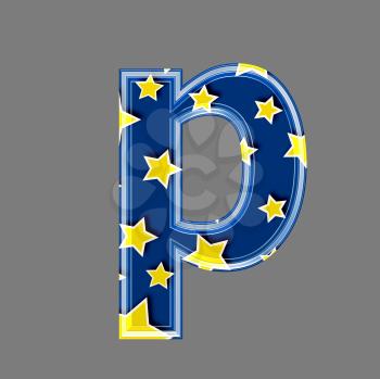 3d letter with star pattern - P
