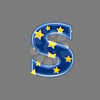 3d letter with star pattern - S