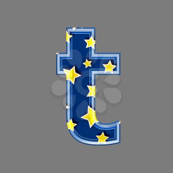 3d letter with star pattern - T