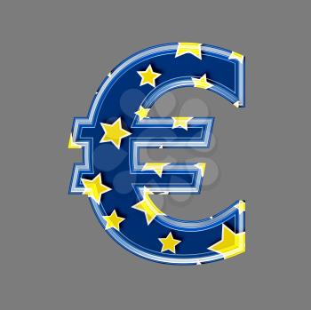 3d currency sign with star pattern - Euro