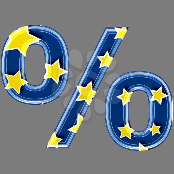 3d percent sign with star pattern