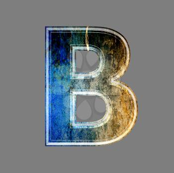 grunge 3d  letter isolated on grey background - B