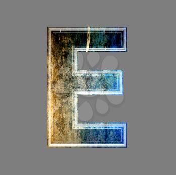 grunge 3d  letter isolated on grey background - E