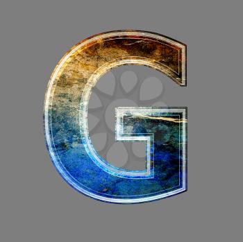 grunge 3d  letter isolated on grey background - G